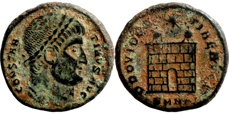 Constantine I, AE follis.CONSTAN-TINVS AVG, draped bust, head right wearing diad...