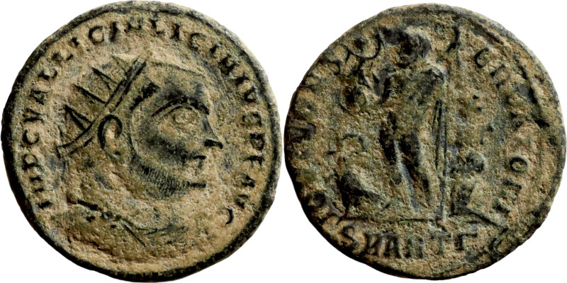 Licinius I. (321-323 AD). Follis. Obv: IMP C VAL LICIN LICINIVS P F AVG. laureat...