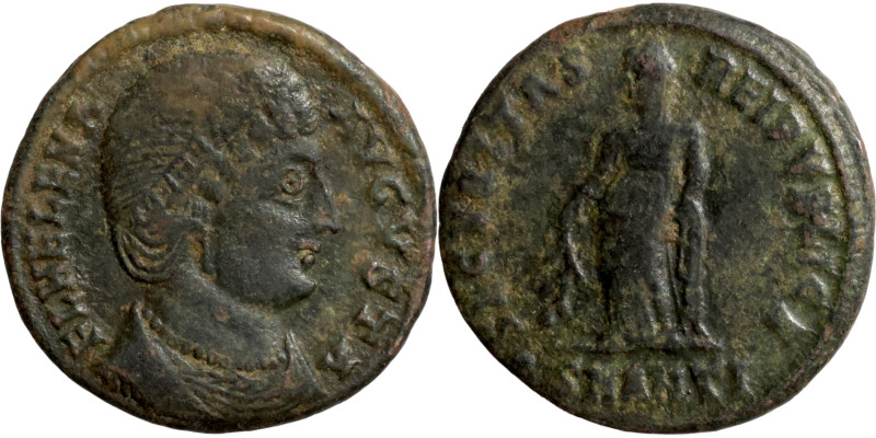 Helena. (307-337 AD). Æ Follis. Antioch. Obv: FL HELENA AVGVSTA. diademed bust o...