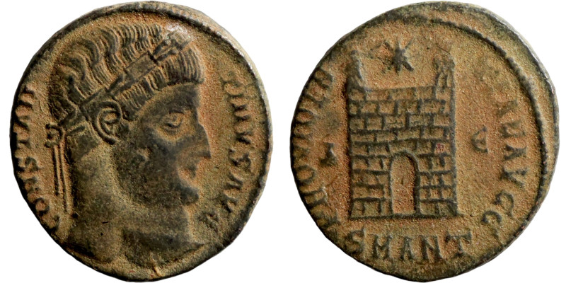 Constantine I, AE follis.CONSTAN-TINVS AVG, draped bust, head right wearing diad...