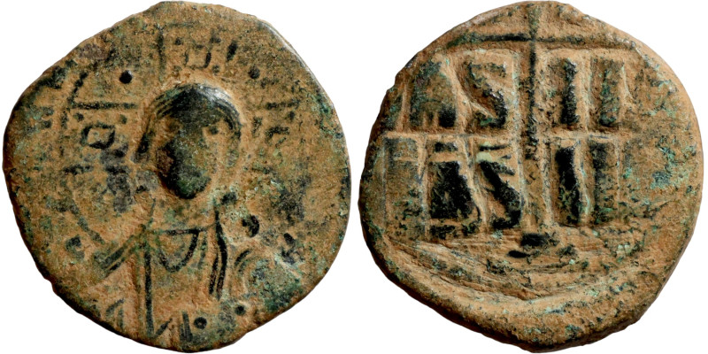 Anonymous Follis attributed to Romanus III (1028-1034) Obverse: +ЄMMA-NOVH. Nimb...