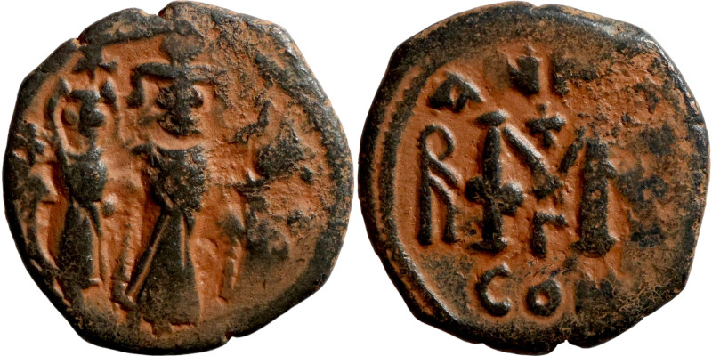 Heraclius, Martina and Heraclius Constantine, Follis, Constantinopol Obverse: Fr...