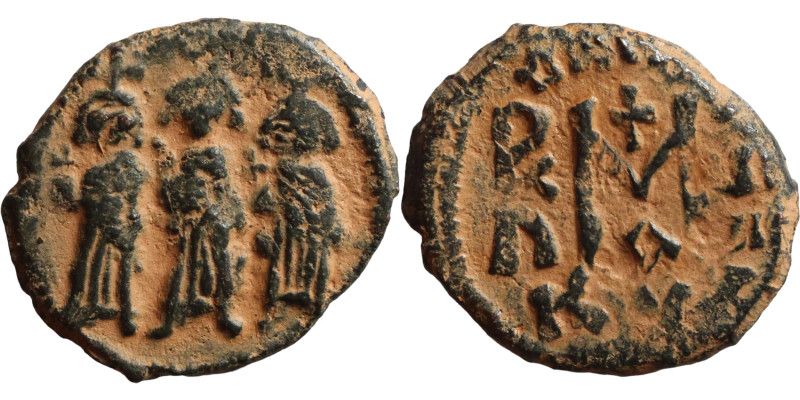 Heraclius, Martina and Heraclius Constantine, Follis. Obverse: From left, Martin...