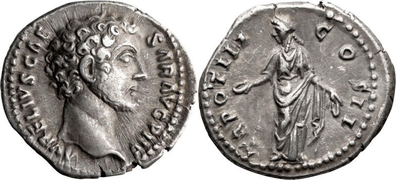 Marcus Aurelius as Caesar. Denarius; Marcus Aurelius as Caesar; 139-161 AD, Rome...