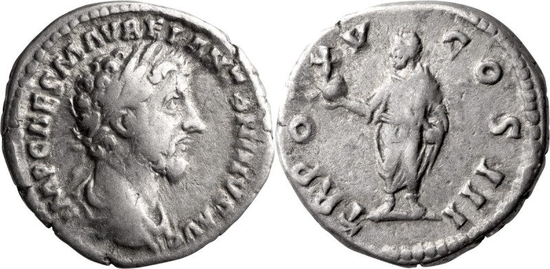 Marcus Aurelius. Denarius; Marcus Aurelius; 161-180 AD, Rome, 161 AD, Denarius, ...