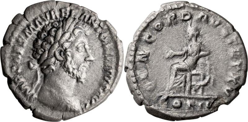 Marcus Aurelius. Denarius; Marcus Aurelius; 161-180 AD, Rome, 161 AD, Denarius, ...