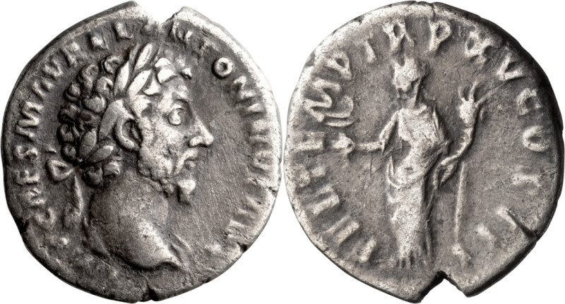 Marcus Aurelius. Denarius; Marcus Aurelius; 161-180 AD, Rome, 161 AD, Denarius, ...