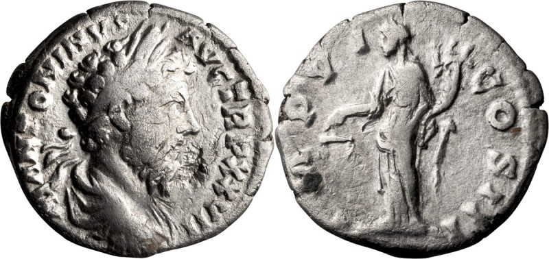 Marcus Aurelius. Denarius; Marcus Aurelius; 161-180 AD, Rome, 173 AD, Denarius, ...