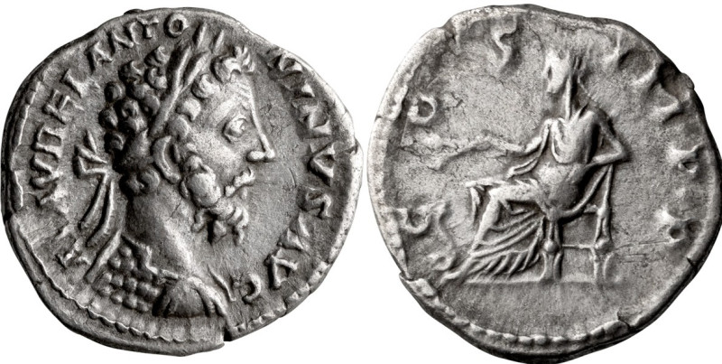 Marcus Aurelius. Denarius; Marcus Aurelius; 161-180 AD, Rome, 178 AD, Denarius, ...