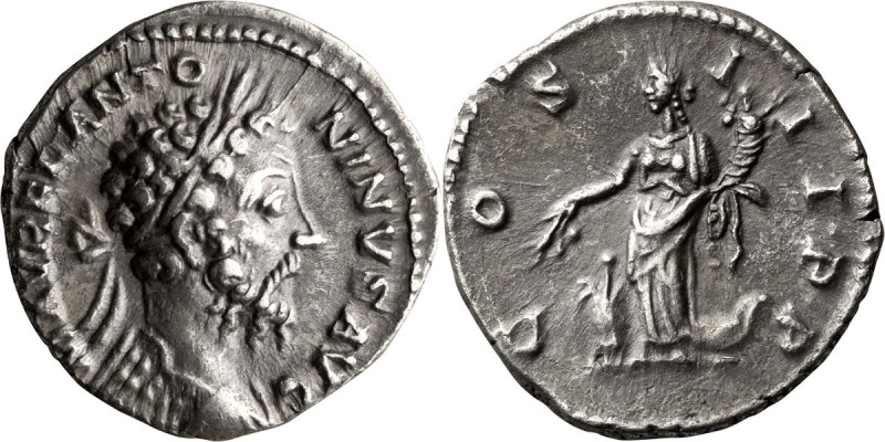 Marcus Aurelius. Denarius; Marcus Aurelius; 161-180 AD, Rome, 178 AD, Denarius, ...