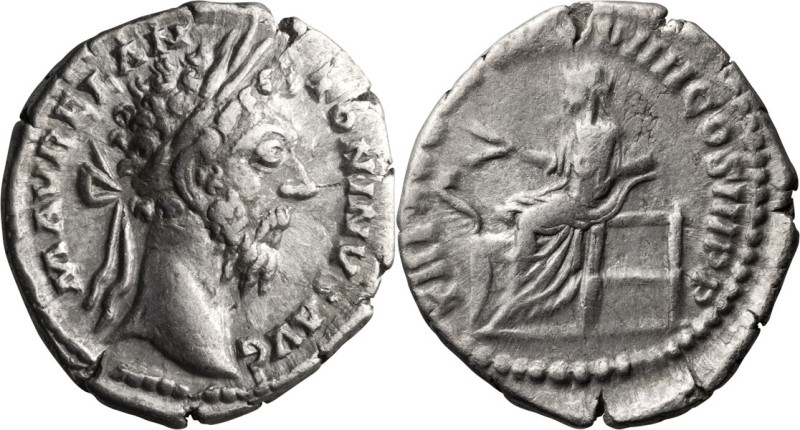Marcus Aurelius. Denarius; Marcus Aurelius; 161-180 AD, Rome, 179 AD, Denarius, ...