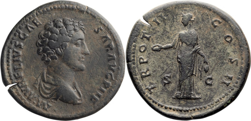 Marcus Aurelius as Caesar. Sestertius; Marcus Aurelius as Caesar; 139-161 AD, Ro...