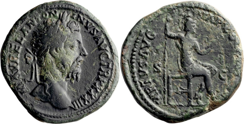 Marcus Aurelius. Sestertius; Marcus Aurelius; 161-180 AD, Rome, 179 AD, Sesterti...