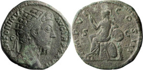 Marcus Aurelius. Dupondius; Marcus Aurelius; 161-180 AD, Rome, 173 AD, Dupondius, 11.93g. BM-1460. Obv: M ANTONINVS - AVG TR P XXVII Head radiate r. R...