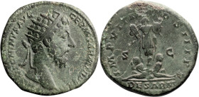 Marcus Aurelius. Dupondius; Marcus Aurelius; 161-180 AD, Rome, 177 AD, Dupondius, 12.07g. BMC-1614 note. Obv: M ANTONINVS AVG - GERM SARM TR P XXXI He...