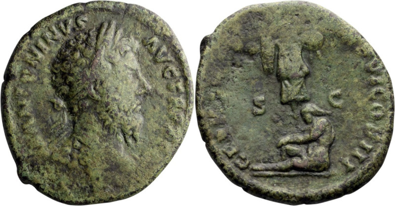 Marcus Aurelius. 40-as; Marcus Aurelius; 161-180 AD, Rome, 173 AD, As, 8.98g. BM...