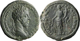 Marcus Aurelius. 40-as; Marcus Aurelius; 161-180 AD, Rome, 177 AD, As, 11.05g. BM-1631. Obv: M ANTONINVS AVG - GERM SARM TR P XXXI Bust laureate, drap...