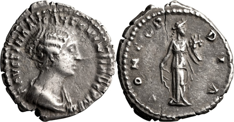 Faustina II. Denarius; Faustina II; Rome, Denarius, 3.30g. BM-500 (Gotha only wi...