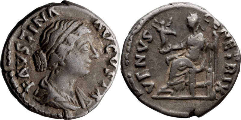 Faustina II. Denarius; Faustina II; Rome, Denarius, 3.59g. BM-173. Obv: FAVSTINA...