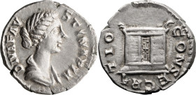 Faustina II, Diva. Denarius; Faustina II, Diva; Died 175 AD, Rome, Denarius, 2.93g. Cf. BM-725. Obv: DIVA FAV - STINA PIA Bust draped r. Rx: CONSECRA ...