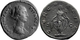 Faustina II. Sestertius; Faustina II; Rome, Sestertius, 29.01g. Strack-1313 (citing 4 spec.). Obv: FAVSTINA AVG - PII AVG FIL Bust draped r. Rx: CONCO...