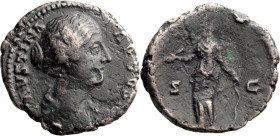Faustina II. 40-as; Faustina II; Rome, As, 8.92g. Obv: FAUSTINA - AVGVSTA Bust draped r. Rx: S - C across field, Diana standing l., holding arrow in r...