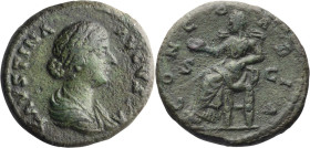 Faustina II. 40-as; Faustina II; Rome, As, 12.50g. BMC-971 note. Obv: FAVSTINA - AVGVSTA Bust draped r. Rx: CONCORDIA around, S - C across field, Conc...