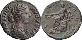 Faustina II. Middle bronze; Faustina II; Rome, Middle Bronze, 10.58g. Cf. BM-894 (Sestertius) and 967 (Middle Bronze, but torch shorter and transverse...
