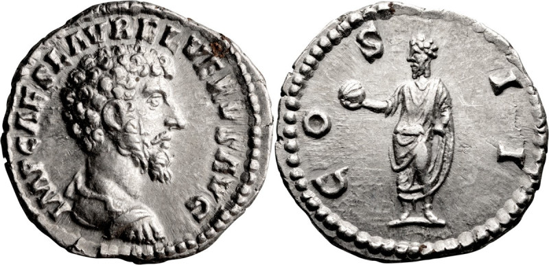 Lucius Verus. Denarius; Lucius Verus; 161-169 AD, Rome, 161 AD, Denarius, 3.21g....