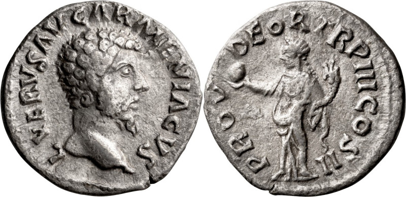 Lucius Verus. Denarius; Lucius Verus; 161-169 AD, Rome, 163 AD, Denarius, 2.52g....