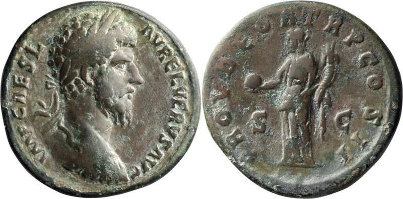 Lucius Verus. Sestertius; Lucius Verus; 161-169 AD, Rome, Sestertius, 23.12g. BM...