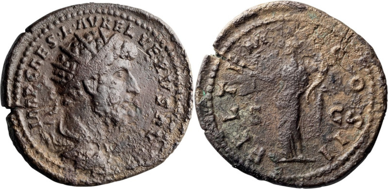 Lucius Verus. Dupondius; Lucius Verus; 161-169 AD, Rome, 161 AD, Dupondius, 13.9...