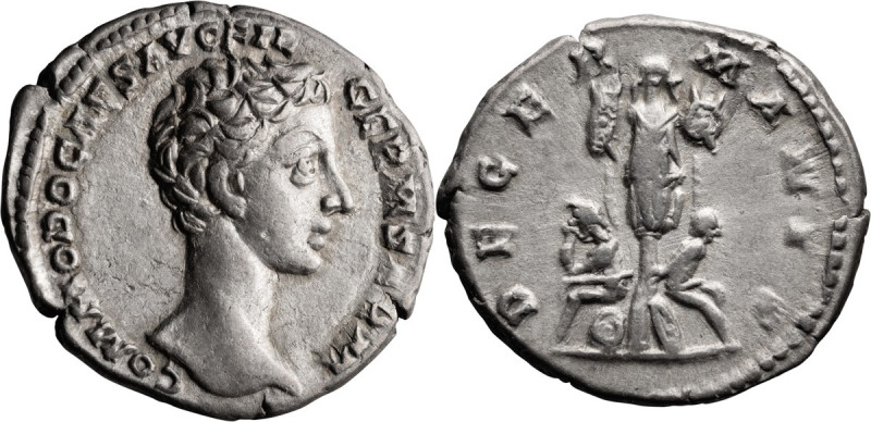 Commodus as Caesar. Denarius; Commodus as Caesar; 167-177 AD, Rome, 175-6 AD, De...