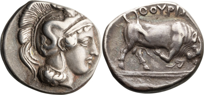 Lucania, Thurium. AR Nomos; Lucania, Thurium; c. 400-350 BC, Nomos, 7.87g. SNG A...