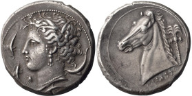 Sicily, Siculo-Punic. Tetradrachm; Sicily, Siculo-Punic; 320/15-300 BC, Tetradrachm, 17.14g. HGC-261, Jenkins-162 (O49/R146), SNG Fitzwilliam-1489 (sa...