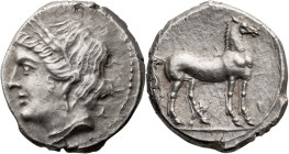 Zeugitania, Carthage. Achaean League Hemidrachm, ex BCD; Zeugitania, Carthage; Second Punic War, uncertain Punic mint in Italy, 215-203 BC, Quarter sh...