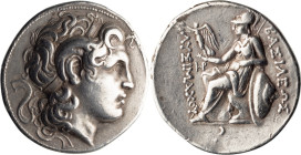 Thrace, Lysimachus. Tetradrachm; Thrace, Lysimachus; c. 297-281 BC, Tetradrachm, 17.11g. Thompson-47. Obv: The obverse shows the diademed head of deif...