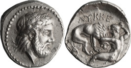Paeonia, Lycceius. Tetradrachm; Paeonia, Lycceius; 359-340 BC, Tetradrachm, 12.68g. SNG ANS-1019. Obv: Head of Zeus r., laureate and bearded; Rx: Youn...