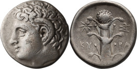 Cyrenaica, Cyrene. Didrachm; Cyrenaica, Cyrene; c. 305-300 BC, Didrachm, 7.61g. BM-238, SNG Cop-1238. Obv: Head of Zeus Karneios l. Rx: Silphium; in f...