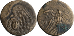 Pontus, Amisus. AE 20; Pontus, Amisus; c.85-65 BC, Time of Mithradates t, AE 20, Obv: Aegis with gorgon's head in center Rx: Nike advancing r.While th...