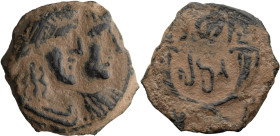 Nabataea, Rabbel II with Gamilat. AE 15; Nabataea, Rabbel II with Gamilat; c. 70-106 AD, AE 15, 3.47g. Meshorer-163A. Obv: Jugate busts r. Rx: Crossed...