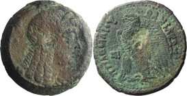 Ptolemaic, Ptolemy V-VIII. AE; Ptolemaic, Ptolemy V-VIII; 180-145 BC, AE, 19.20g. SNG Copenhagen-286, Sv-1384. Obv: Bust of Iris with curled hair and ...