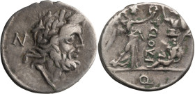 T. Cloelius. Quinarius; T. Cloelius; 128 BC, Quinarius, 1.94g. Cr-332/1a, Syd-586, RSC-Cloulia-2. Obv: Head of Jupiter r., N behind. Rx: Victory and b...