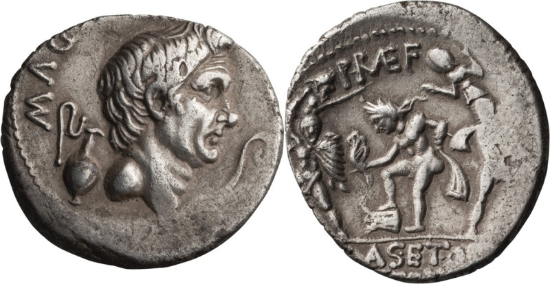 Sextus Pompey. Denarius; Sextus Pompey; 42-40 BC, Denarius, 3.81g. Cr-511/3a; Sy...