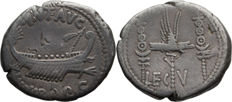 Mark Antony. Denarius; Mark Antony; 32-31 BC, Denarius, 3.59g. Cr-544/18, Syd-12...