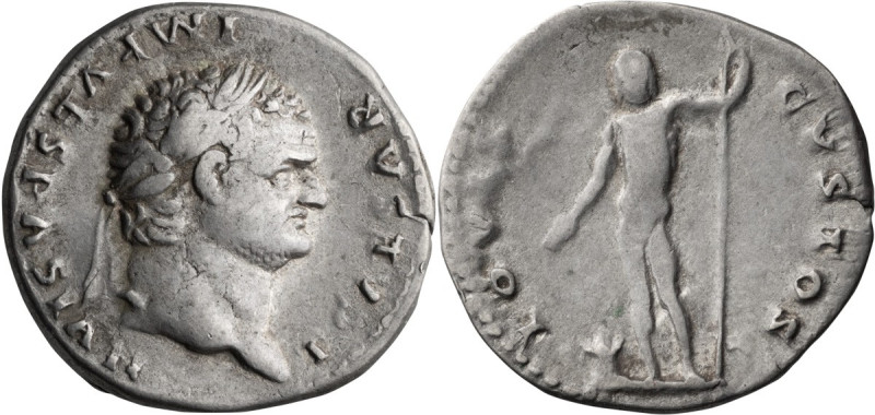 Titus as Caesar. Denarius; Titus as Caesar; 70-79 AD, Rome, Late 76 AD, Denarius...