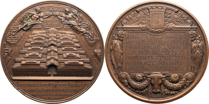 France, CELEBRATING THE OPENING OF LES HALLES, 1857, Medal, UNC; France, CELEBRA...