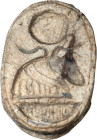 Egyptian Steatite Scarab; Egyptian Steatite Scarab, Late Dynastic Period, 26th Dynasty, Reign of Psamtek I, ca. 664-610 BC. A small scarab with a cent...