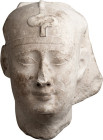 Egyptian Limestone Head of a Pharoah; Egyptian Limestone Head of a Pharoah, Late Period, ca. 715-330 BC. Wearing the nemes-headcloth with uraeus, the ...