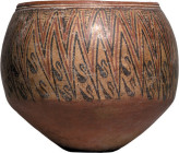 Anatolian Large Pottery Jar; Anatolian Large Pottery Jar, ca. 2nd Millennium BC. Biconical in form, on a low foot, with a profiled slightly flaring ri...